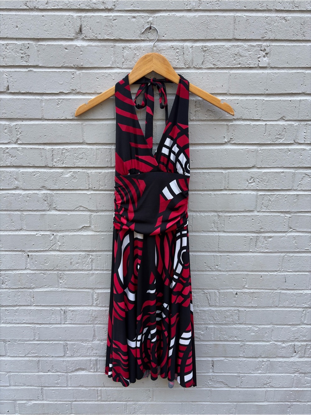 Vintage Y2K My Michelle Black, Red & White Halter Midi Dress